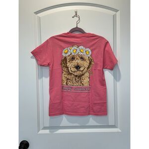 NWT Simply Southern Goldendoodle Pink Short Sleeve T-Shirt Youth Small